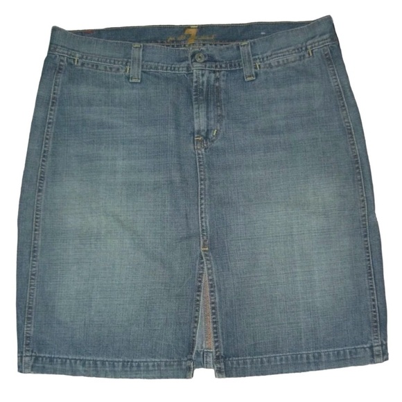 7 For All Mankind Skirt Vintage Denim Jean 90s y2k Pencil Laguna Beach Preppy 32 - Picture 1 of 9